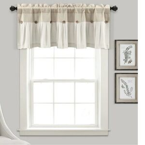 Lush Decor Linen Button Farmhouse Valance Curtians 52"W x 18"L Linen - Valances